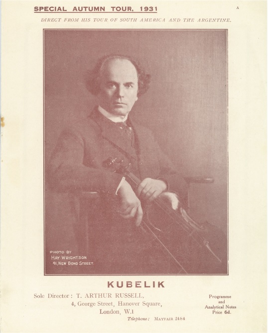Program Kubelíkova podzimního anglického turné v roce 1931