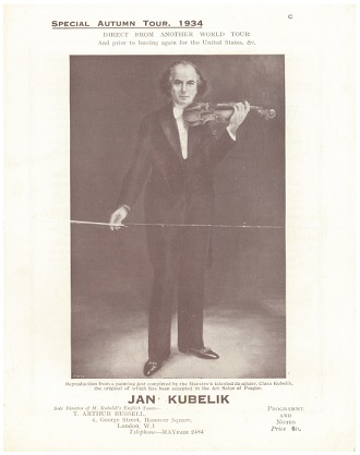 Program podzimního anglického turné 1934 – obraz Jana Kubelíka od dcery Kláry