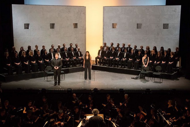 Wolfgang Amadeus Mozart :Indomeneo, re di Creta - Jeremy Ovenden (Idomeneo), Gaëlle Arquez (Idamante), Alex Penda (Elettra), Arnold Schoenberg Chor - Theater an der Wien (foto Herwing Prammer)