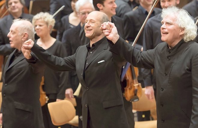 Daniel Barenboim, Iván Fischer, Simon Rattle - Berlín 1.3.2016 (foto Berliner Philharmoniker / Monika Rittershaus / BM)