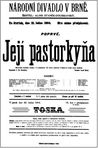 Leoš Janáček: Její pastorkyňa (1904) - plakát (foto archiv ND Brno)
