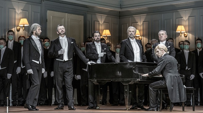 L.Janáček: Z mrtvého domu - František Zahradníček (Gorjančikov), Jiří Brückler (Don Juan / Brahmín / Čekunov), Štefan Margita (Luka Kuzmič), Jan Markvart (Stařičký vězeň) - ND Praha 2015 (foto Patrik Borecký)