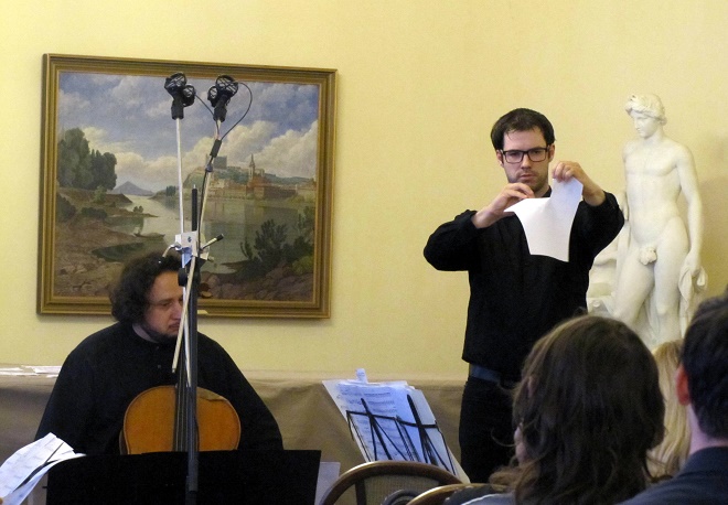 Kompozičné laboratórium - Inšpirácia tvorbou Bohuslava Martinů - Andrej Gál, Roman Rusňák - Bratislava 15.6.2016 (foto Robert Rytina)
