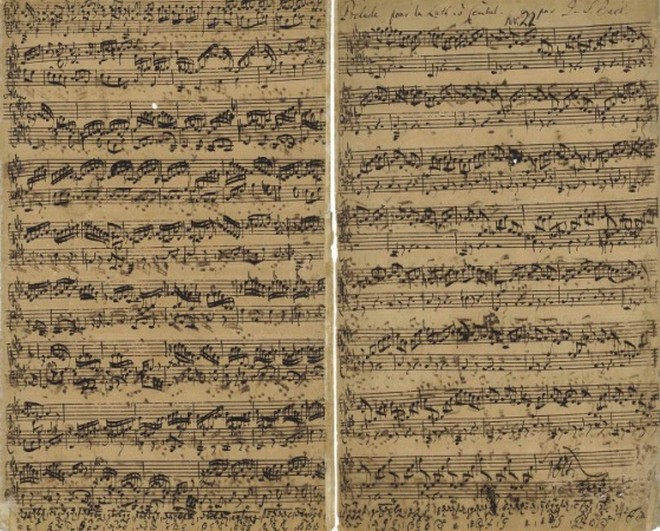 Rukopis Bachova Preludia, fugy a allegra Es dur BWV 998 (zdroj christies.com)