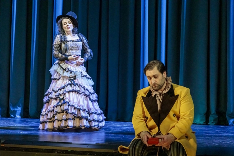 W. A. Mozart, Don Giovanni – Národní divadlo, 24. dubna 2021: Donna Anna a Don Ottavio (J. Sibera a R. Samek) (foto Jan Pohribný)
