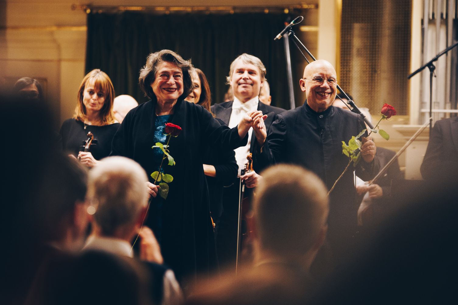 Elisabeth Leonskaja a Dennis Russell Davies v prosinci 2018 (foto Filharmonie Brno)