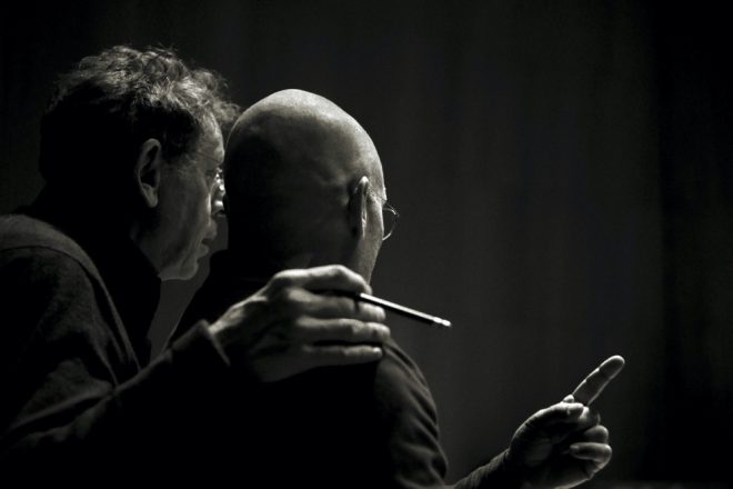 Philip Glass a Dennis Russell Davies (foto Filharmonie Brno)