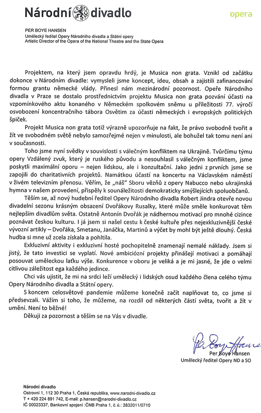 Dopis Pera Boye Hansena z 3. června 2022, strana č. 3 (zdroj Helena Havlíková)