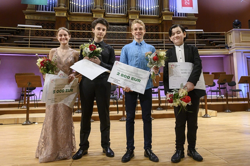 Finálové kolo Concertino Praga, 16. září 2022: Diana Chausheva, Viktor Vichev, Filippo Lombardi, Richard Kollert (foto Petra Hajská)