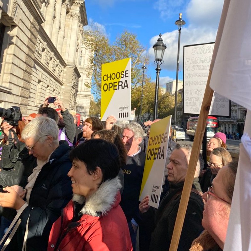 Demonstrace proti finančním škrtům v oblasti kultury, 22. listopadu 2022 (zdroj Musicians' Union)
