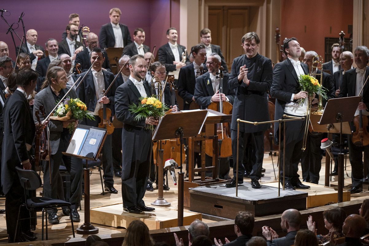 Miloš Orson Štědroň: Bimetal – Miloš Orson Štědroň, Lukáš Moťka, Tomáš Netopil, Robert Kozánek, Česká filharmonie, 19. ledna 2023 (foto Petr Kadlec)