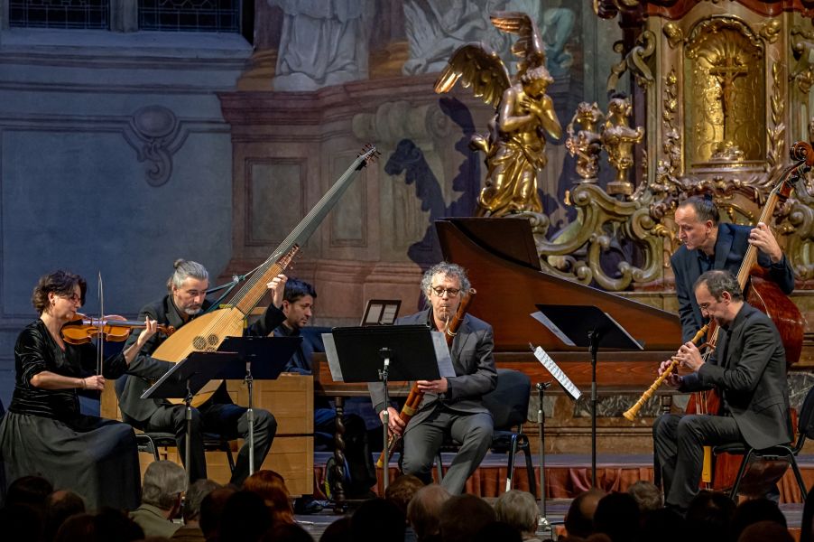 Jan Dismas Zelenka: Triové sonáty – Helena Zemanová, Jan Krejča, Pablo Kornfeld, Sergio Azzolini, Lukáš Verner, Giovanni de Angeli, 28. února 2023 (foto Petr Dyrc)