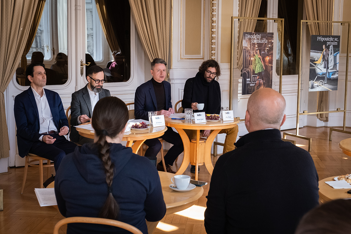 Tisková konference Národního divadla Brno – představení nové sezóny 2023/2024: Karel Littera, Jiří Heřman, Martin Glaser, Milan Šotek (foto Barbora Bachanová)