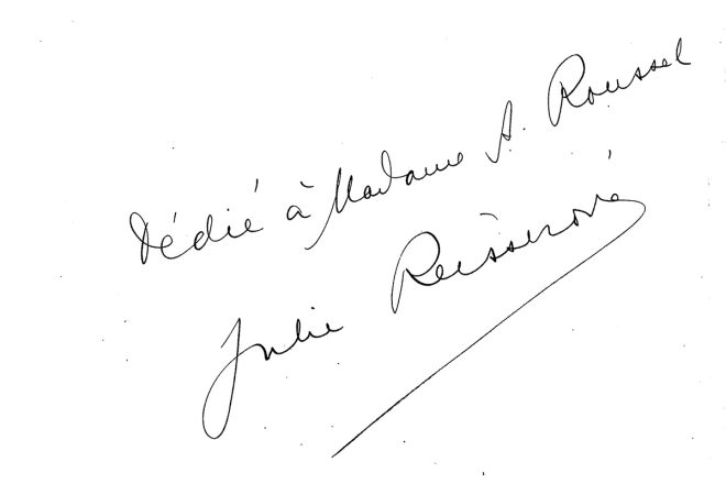 Autograf dedikace skladby Pastorale maritimo manželce skladatele Alberta Roussela. Jméno Mme. A. Roussel bylo Blanche Preisach-Roussel (zdroj Jean-Paul Montagnier)