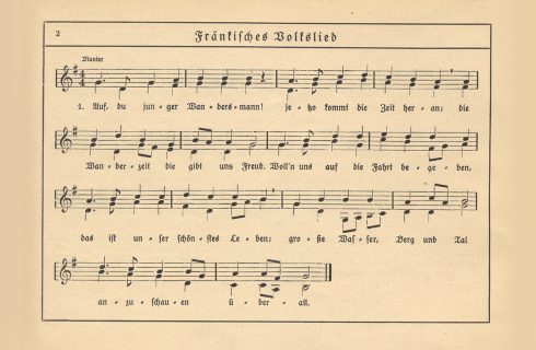 První publikovaný titul nakladatelství Bärenreiter – Auf du junger Wandersmann č. 1 ze zpěvníku Finkensteiner Blätter, 1923 (zdroj Bärenreiter Praha)