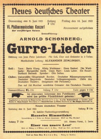 Informační cedule z české premiéry v NDT, 1921 (zdroj Archiv Národního divadla)