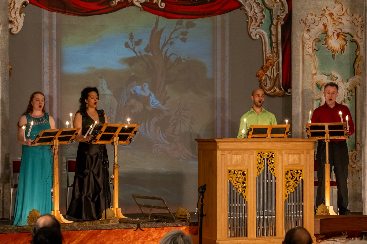 Festival Baroko 2024: Markéta Israel Večeřová, Adriana Žigmundová, Rostislav Baláž, Pavel Maška, 7. června 2024, Vlastivědné muzeum v Olomouci (foto Michal Málek)