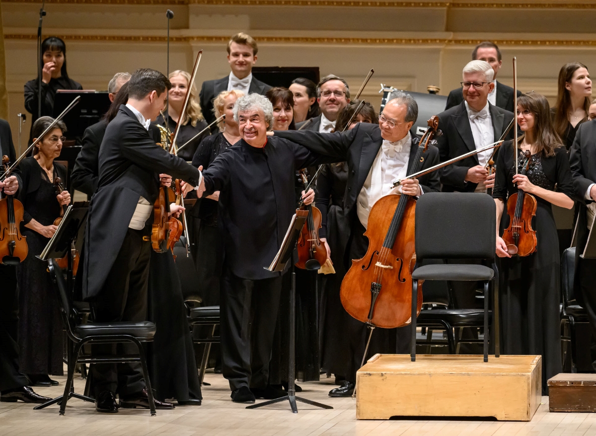 Jan Mráček, Semjon Byčkov, Yo-Yo Ma, Česká filharmonie, Carnegie Hall, New York, Týden české hudby 2024 (zdroj Česká filharmonie)