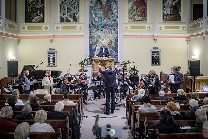 MelodramFest: Světové premiéry k Roku české hudby, 30. listopadu 2024, Modlitebna ČCE, Korunní ulice, Praha – interpreti melodramu Jana Klusáka Quodlibet (foto Martin Myslivec)