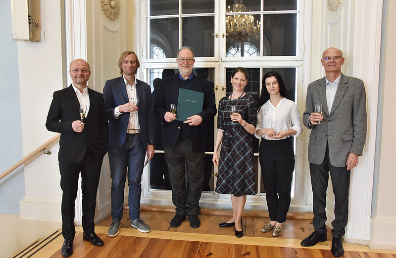 Křest nového vydání klavírních koncertů Bohuslava Martinů: Aleš Březina, Ivo Kahánek, Garrick Ohlsson, Eva Velická, Ivana Kalina Tabak, Roman Bělor (foto Zdeněk Chrapek)