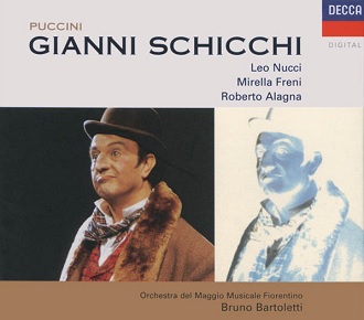 Obal CD - Gianni Schicchi s Mirellou Freni, Leom Nuccim, Robertom Alagnom, Barbarou Frittoli a Daliborom Jenisom (foto Decca Digital)