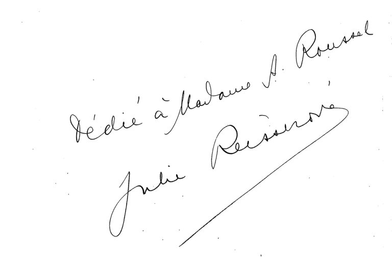 Autograf dedikace skladby Pastorale maritimo manželce skladatele Alberta Roussela. Jméno Mme. A. Roussel bylo Blanche Preisach-Roussel (zdroj Jean-Paul Montagnier)