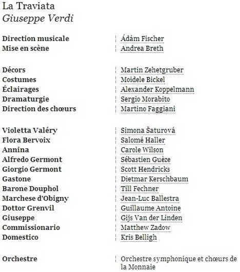 Traviata - Brusel - obsazení premiéry