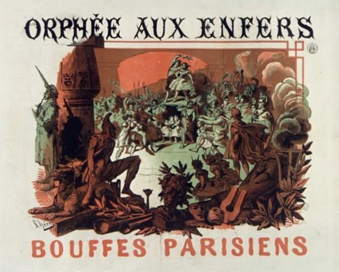 Orphée aux enfers - plakát z Bouffes-Parisiens z roku 1866 (zdroj commons.wikimedia.org)