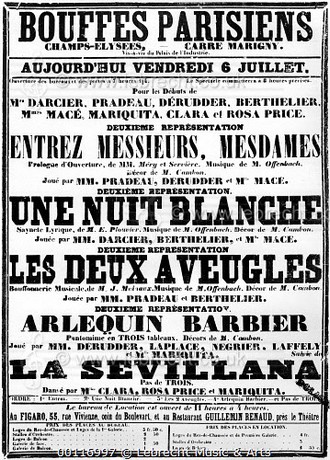 plakát k repríze Entrez, Messieurs, Mesdames - 6. 7. 1855 v Bouffes-Parisiens (zdroj lebrecht.co.uk)