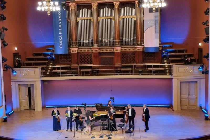 Český spolek pro komorní hudbu: Pražákovo kvarteto & Jiří Vodička 16. dubna 2025, Rudolfinum, Dvořákova síň, Praha – Pražákovo kvarteto a Jiří Vodička (zdroj Pražák Quartet 2020)