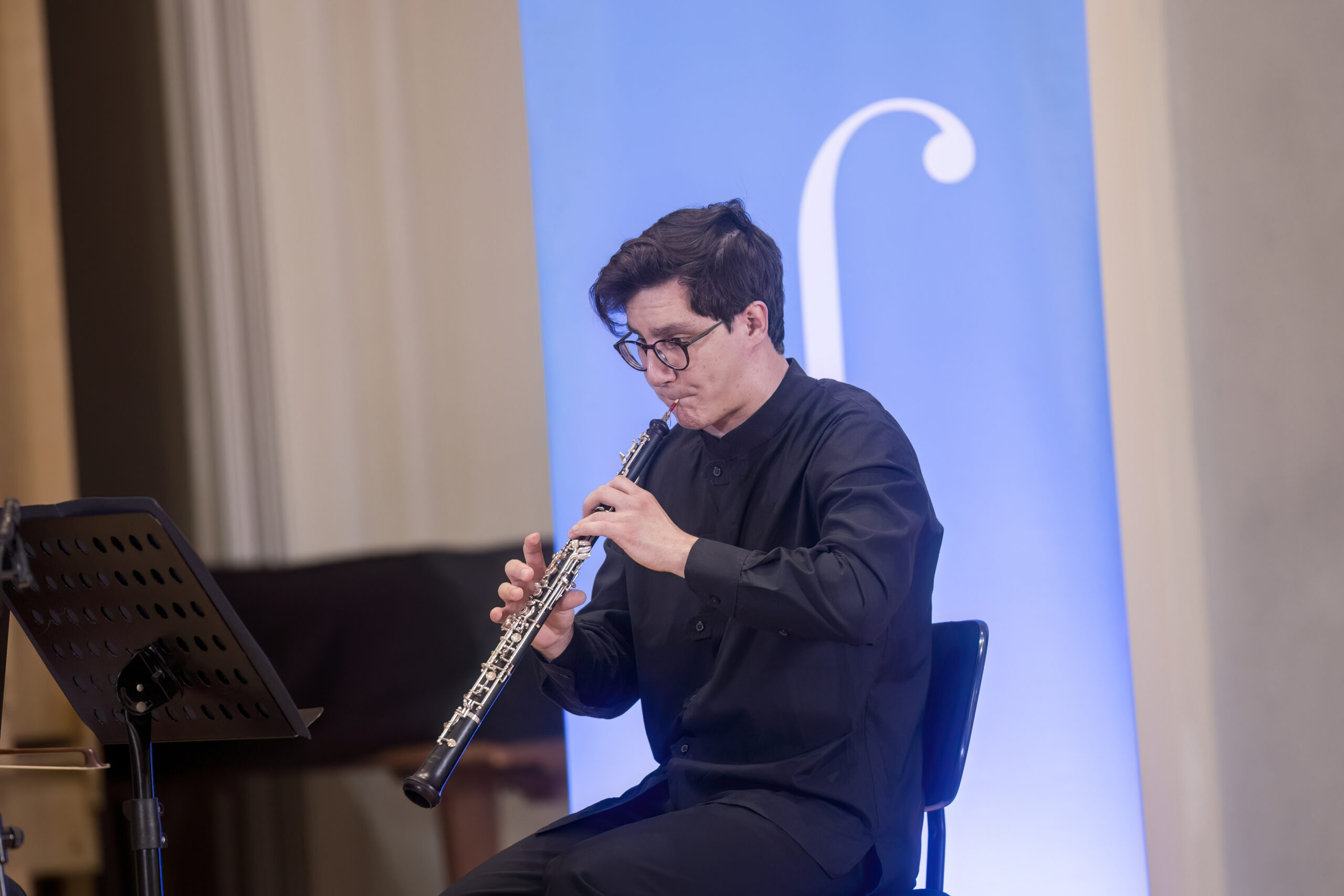 Fedor Osver, Pražské jaro 10. května 2025, finalista soutěže hobojů (foto Vojtěch Brtnický)