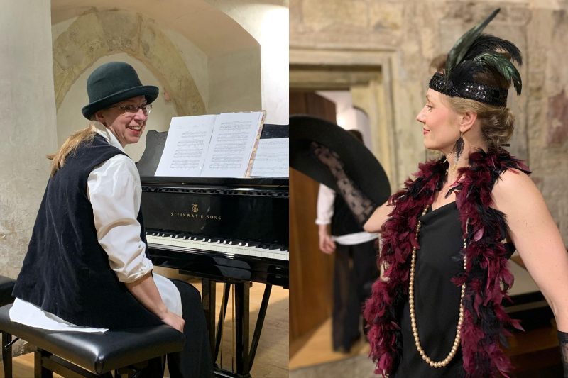 Hudební salón Café crème: Erik Satie –⁠⁠⁠⁠⁠⁠ Monika Knoblochová, Dagmar Šašková, 6. dubna 2025 (zdroj Hudební salón Café crème)
