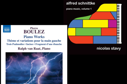 Přebaly CD Boulez: Piano Works a Alfred Schnittke: Piano Music, Vol. 1 (zdroj Presto Music)