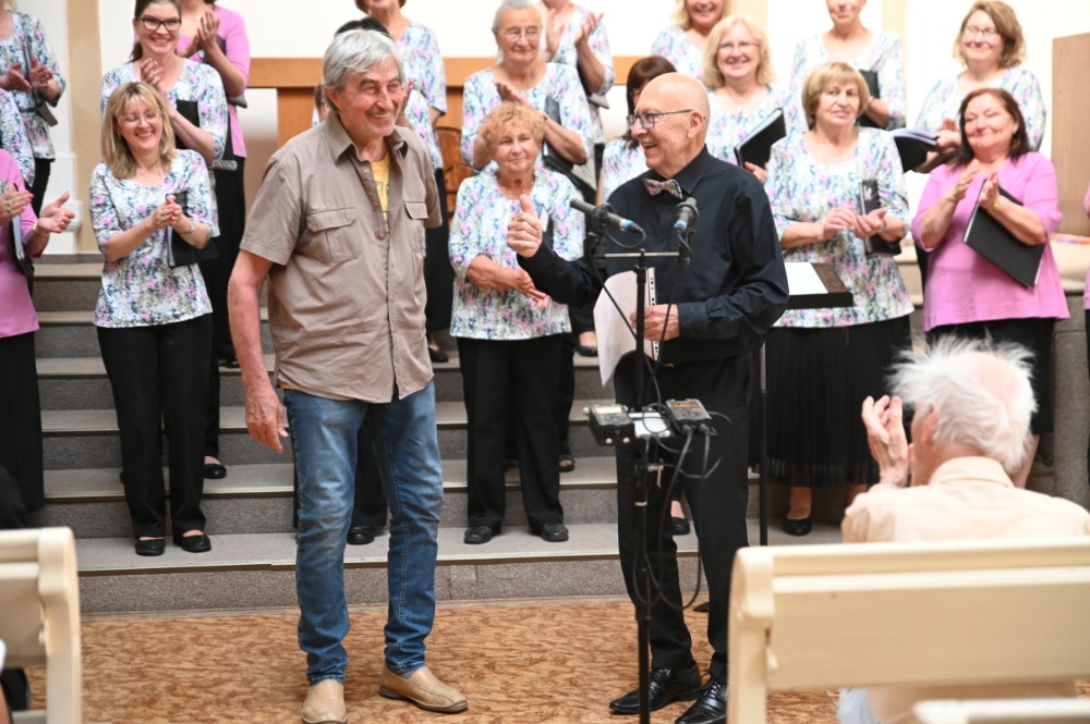 Jubilantský koncert – Ivan Zelenka 85 let: Jiří Štědroň, Ivan Zelenka, 30. května 2026, Velký sál Sboru Církve bratrské, Praha (foto Jiří Fernandez)