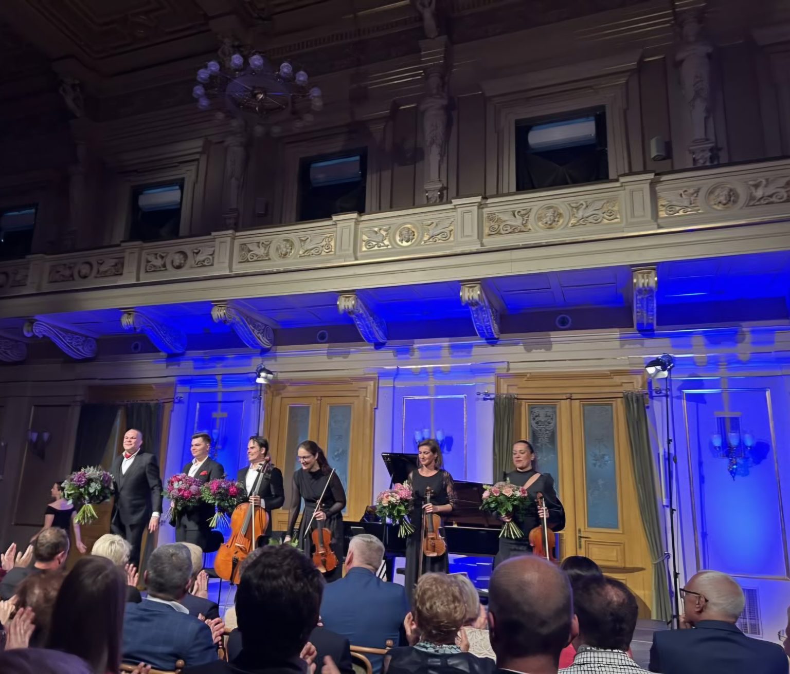 XXXI. ročník festivalu Concentus Moraviae: Kvarteto České filharmonie & Lukáš a David Marečkovi, 6. června 2026, Besední dům, Brno – David Mareček, Lukáš Mareček, Kvarteto České filharmonie, Irena Jakubcová, Petra Brabcová, Eva Krestová, Václav Petr (foto Dagmar Vobecká)