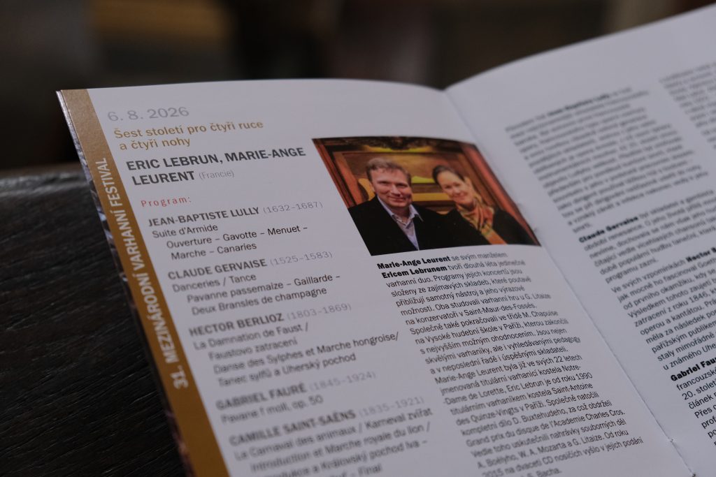Mezinárodní varhanní festival: Šest století pro čtyři ruce a čtyři nohy, 6. srpna 2026, bazilika sv. Jakuba, Praha – Éric Lebrun a Marie-Ange Leurent (foto Yana Yushkevich)