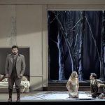 Claude Debussy: Pelleas a Melisanda, Národní divadlo, Praha – Pavol Kubáň, Arnheiður Eiríksdóttir a David Oller (foto Petr Neubert)